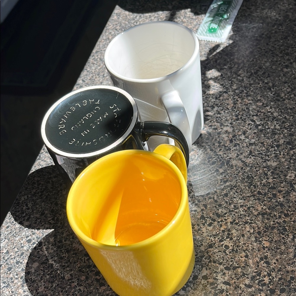 Classic vintage White, Black, and Yellow Mugs Staffordshire